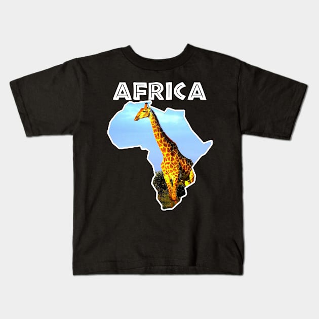 African Wildlife Continent Lone Giraffe Kids T-Shirt by PathblazerStudios